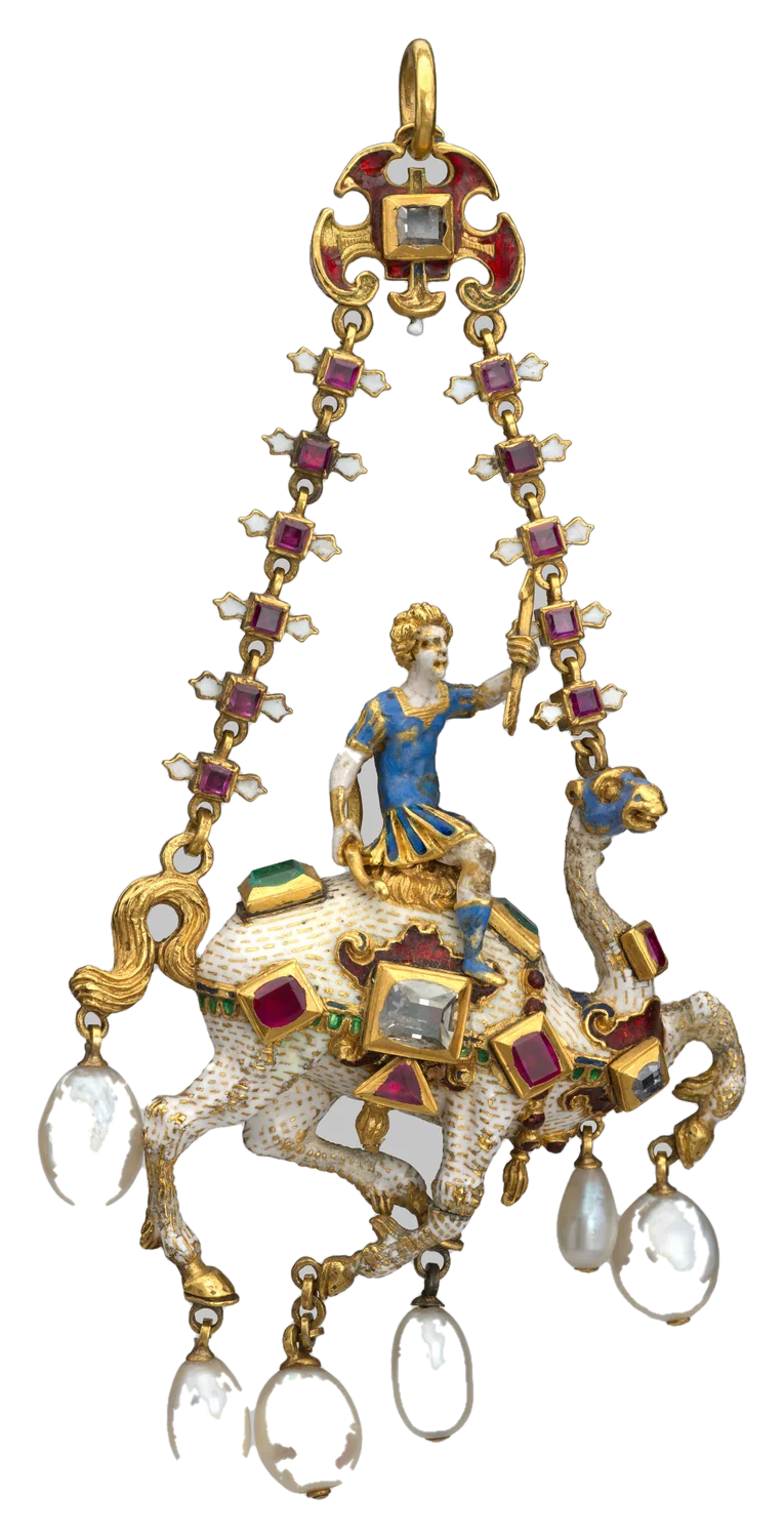 Colgante con jinete, h. 1600