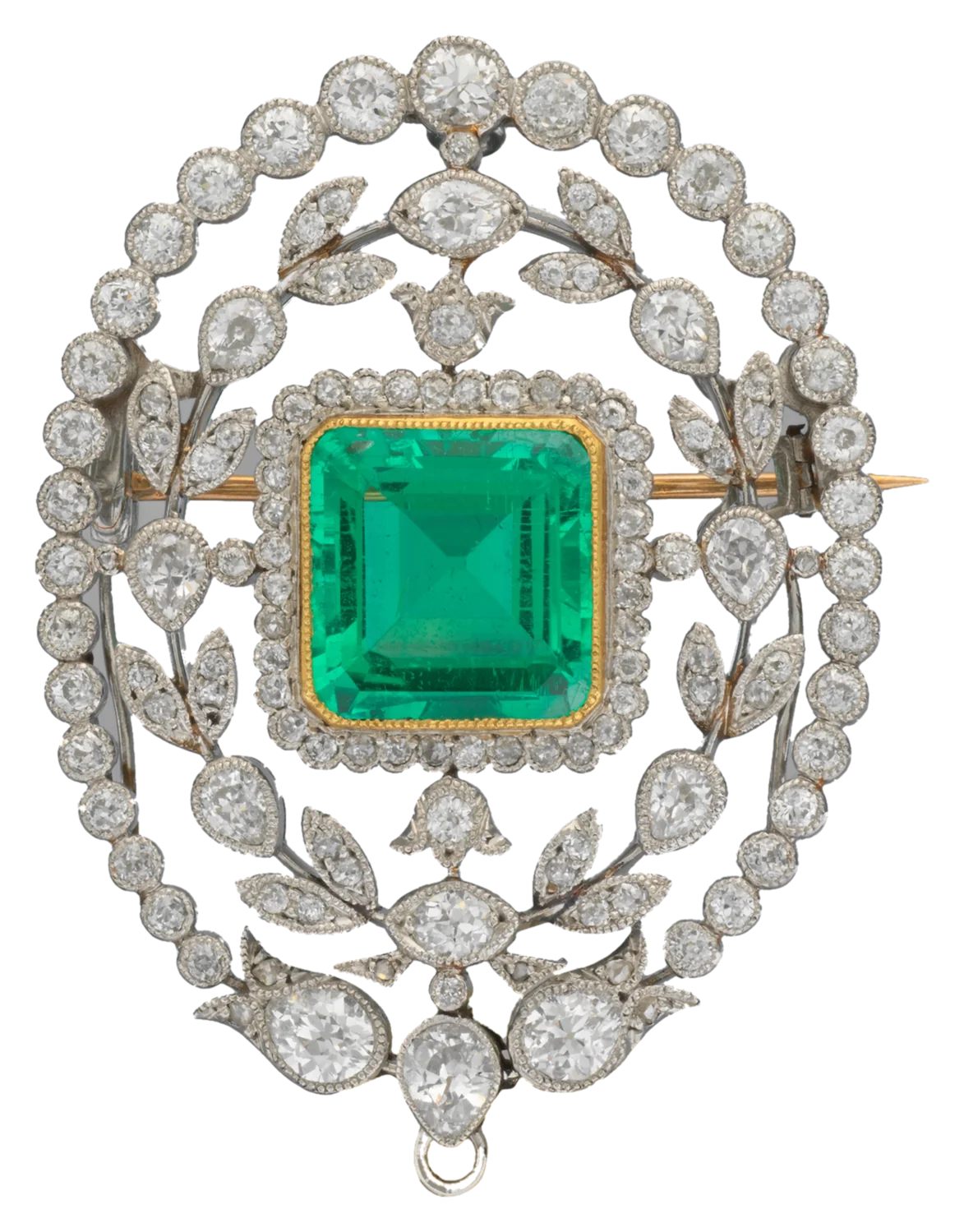 Broche de esmeralda y diamantes de Tiffany & Co., hacia 1900